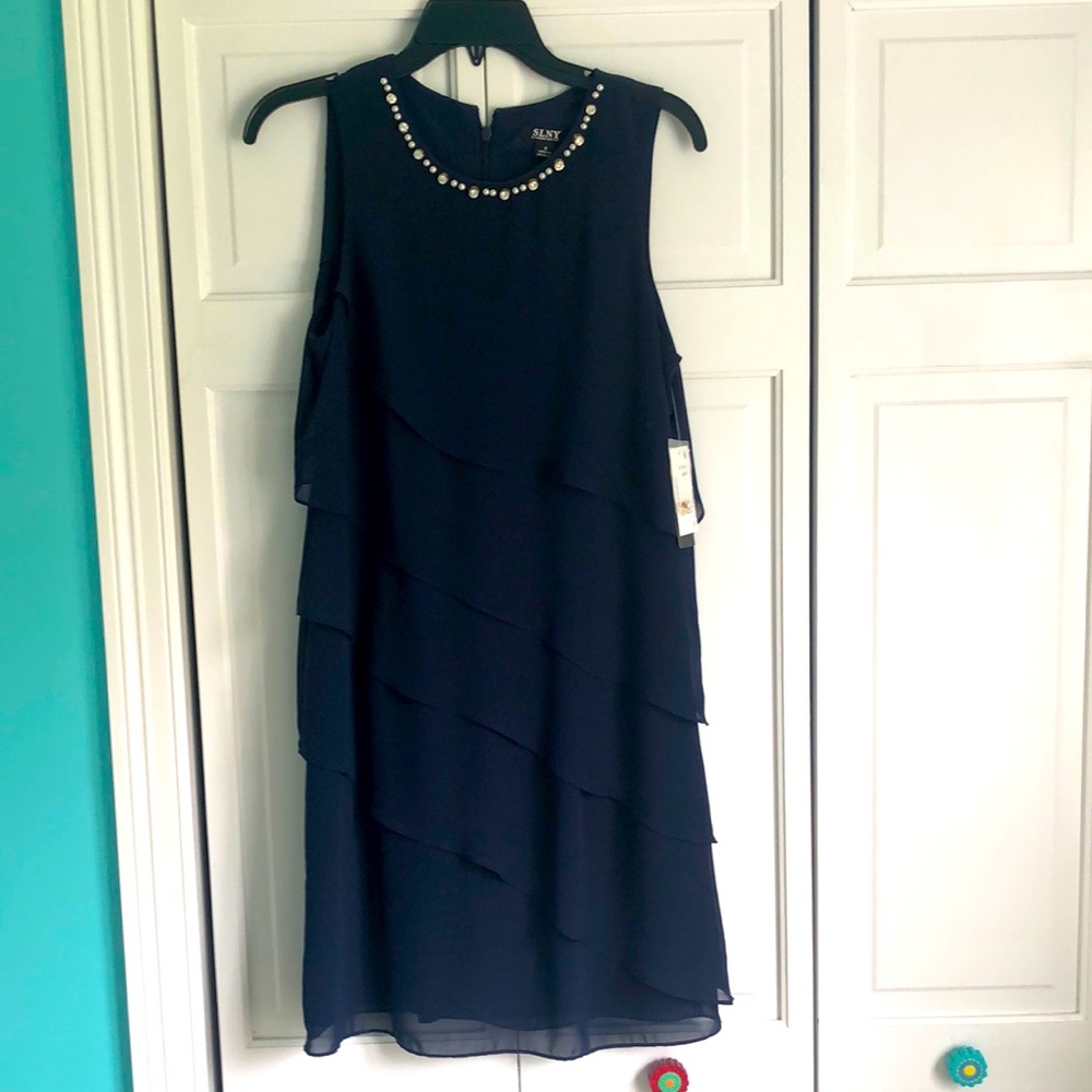 SLNY tiered sleeveless dress